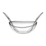 Saladeira 32cm Oval Breakfast Com 2 Talheres Em Acrílico